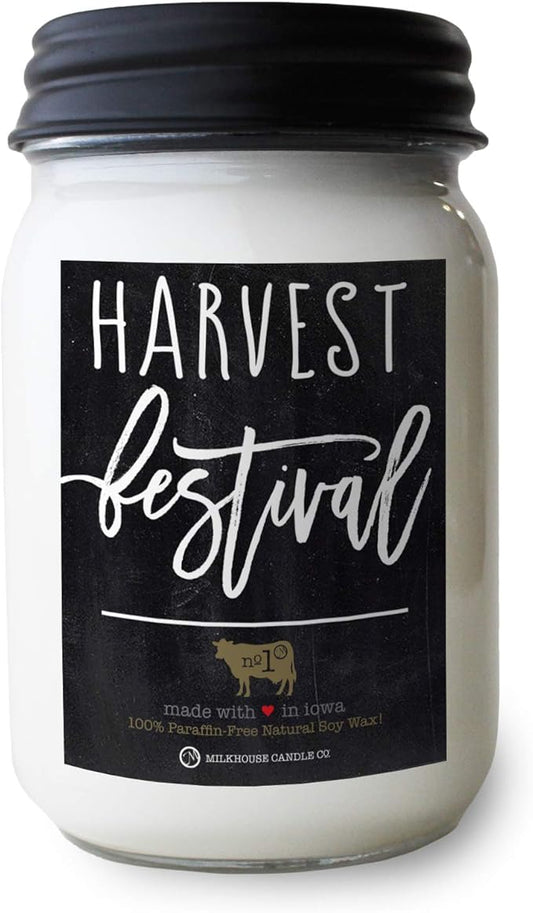 Milkhouse Candle Company - Harvest Festival - 13oz Beeswax and Soy Candles - Farmhouse Collection - 100% Natural, Paraffin Free, with Premium Fragrance Oil, Glass Jars with Lids