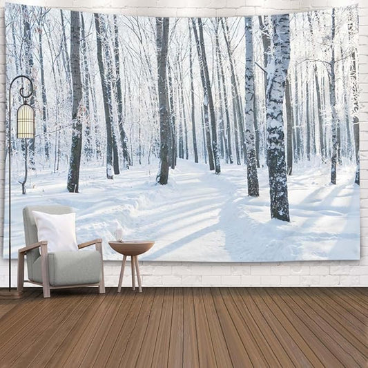 EMMTEEY Winter Birch Tapestry, 80X60 Wall Art for Bedroom, Dorm, Living Room