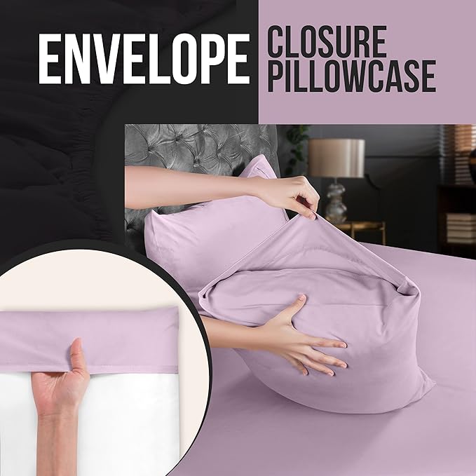 Utopia Bedding Queen Pillow Cases - 2 Pack - Envelope Closure - Soft Brushed Microfiber Fabric - Shrinkage and Fade Resistant Pillow Covers 20 X 30 Inches (Queen, Lavender)