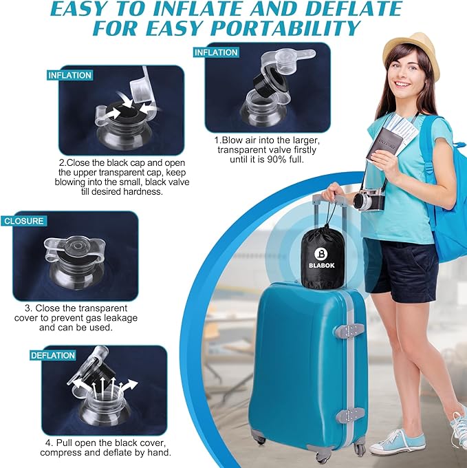 Wedge Pillow for Sleeping - Inflatable Leg Elevation Pillow for Swelling,Circulation,Leg & Back Pain Relief,Leg Support Pillow,Leg Wedge Pillows for After Aurgery,Hip,Foot,Ankle Recovery (Blue)