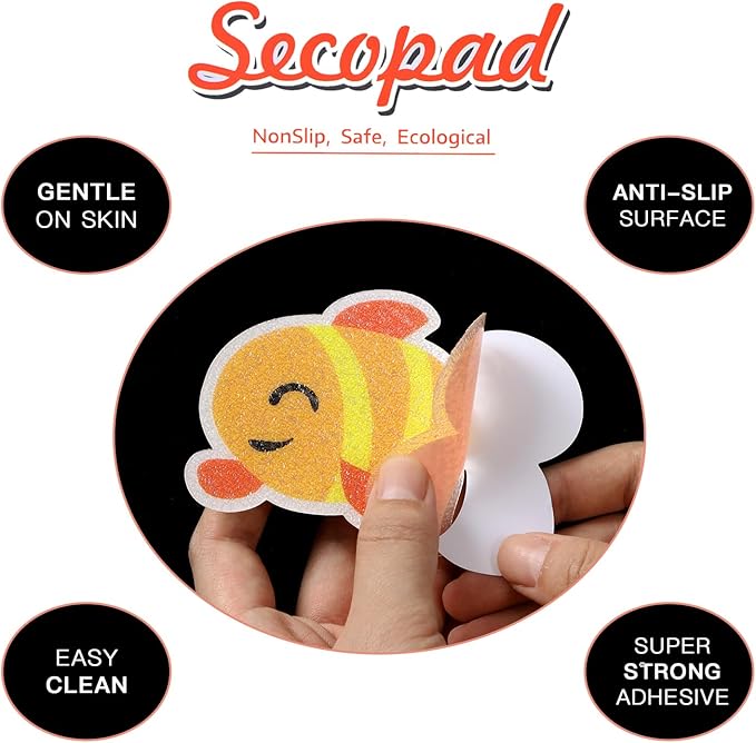 Non Slip Bathtub Stickers, 20pcs Submarine Sea Creature Adhesive Kids Anti Slip Decal Threads for Shower and Bath Tub with Premium Scraper