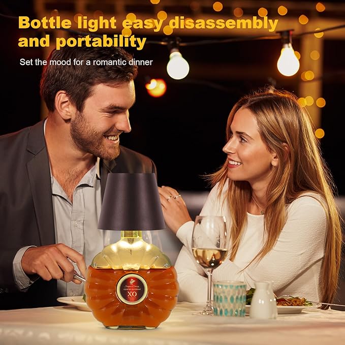 Wireless Bottle Lamp, 2025 New 3 Color Rechargeable Wine Bottle Lights for Bars Restaurants (Brown, 1PC)
