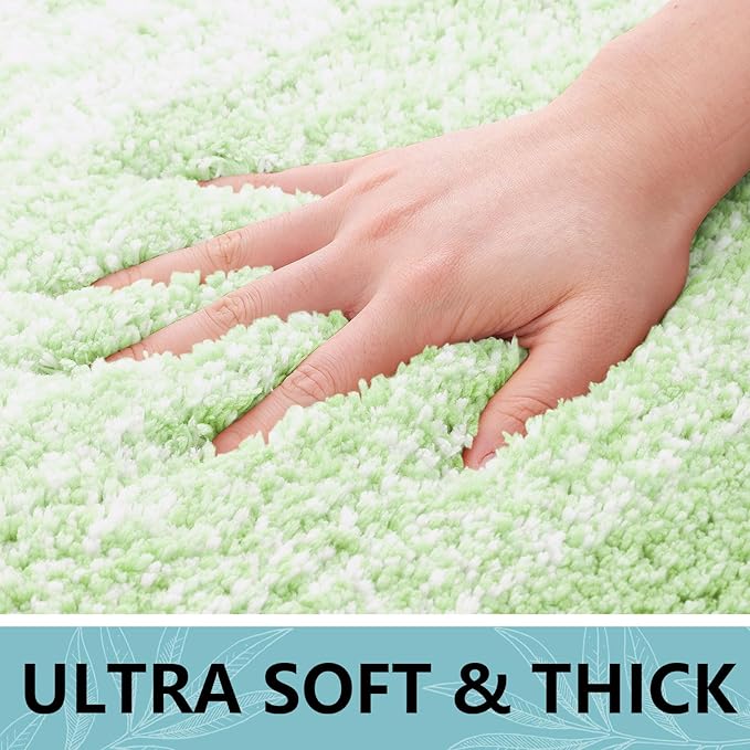 Arotive Microfiber Bathroom Rugs, Shaggy Soft and Absorbent Bath Rug, Non-Slip, Thick Plush Machine Washable Dry Bath Mats for Bathroom, Tub and Shower, 47x24, Sage Green