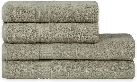 HOMELOVER 4 Piece Towel Set - 100% Organic Cotton 2 Bath Towels & 2 Hand Towels - 500 GSM, Hotel Quality, Soft, Highly Absorbent & Quick Drying Wash Towels for Kitchen & Bathroom (Space Gray)