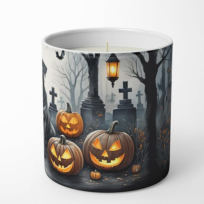 Caroline's Treasures DAC2066CDL Black Pug Spooky Halloween Decorative Soy Candle Nature Soy Wax Essential Oil Home Decor Ideal for Bedroom Kitchen Bath Office Gift, 10 oz