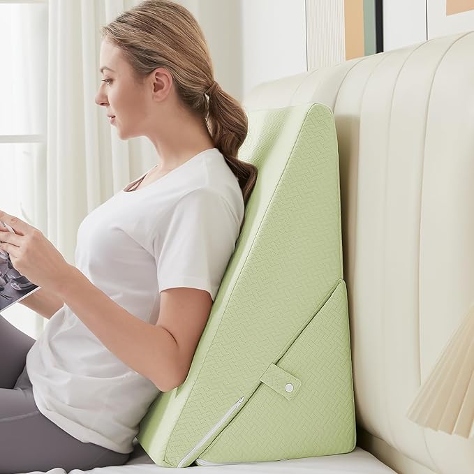 Sasttie Wedge Pillow for Sleep Apnea, 10 Inch Adjustable Bed Wedge Pillow for Back Pain, Acid Reflux Relief, Memory Foam Triangle Pillow Wedge for Sleeping, Post Surgery, Knee Elevation, Sag