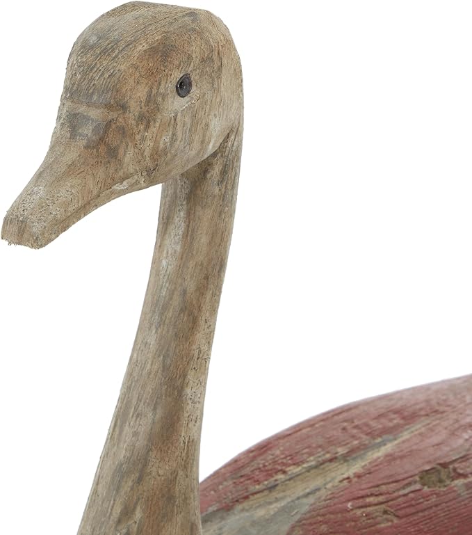 Deco 79 Wood Duck Decorative Sculpture Home Decor Statues, Set of 2 Accent Figurines 13", 11"W, Brown