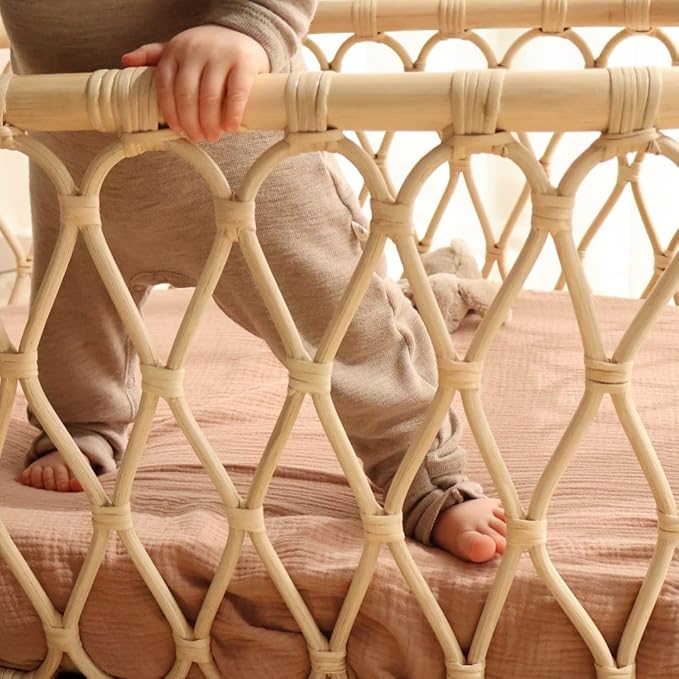 Denmark - Super Soft Muslin Mini Crib Sheets - 24'' x 38'' - 100% Organic Baby Crib Sheets for Boys and Girls (Natural)