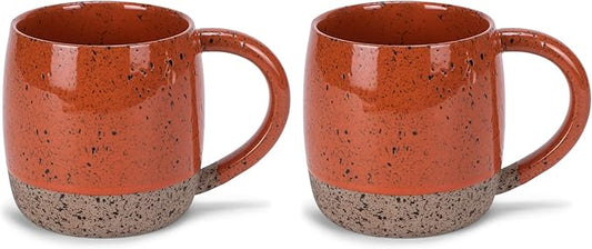 Elanze Designs Speckled Raw Bottom 17 ounce Ceramic Mugs Pack of 2, Burnt Orange