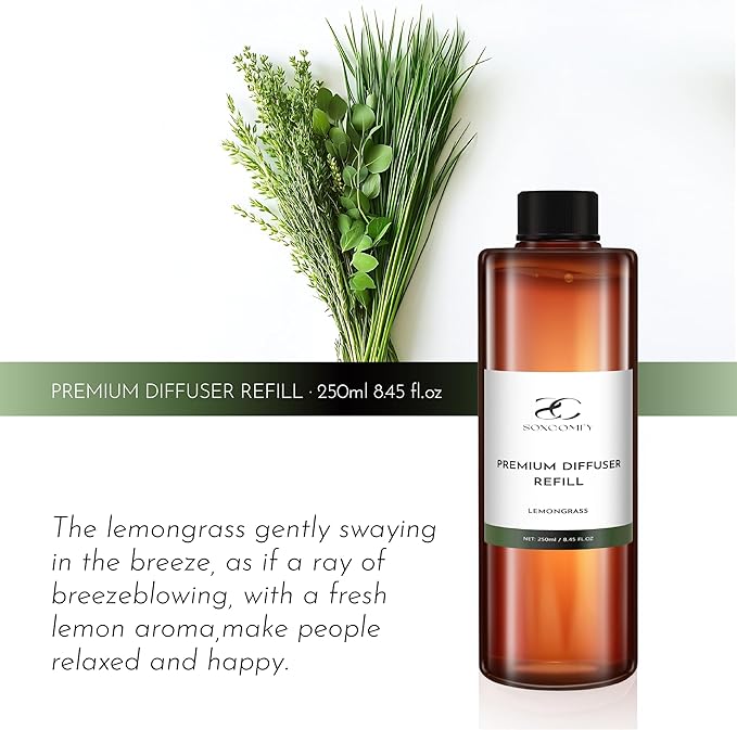 Diffuser Oil Luxury Essential Oils for Diffuser Refill & Air Freshener,Long-Lasting Natural Home Fragrance and Hotel Scent for Diffusers - 8.45 Fl.oz(250ml), Lemongrass