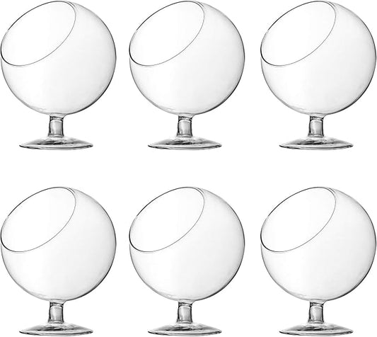 WGV Planter Terrarium with Stand, Ball Diameter 5" Height 6", Clear Glass Floral Container Vase, DIY Succulents Outdoor Garden Home Office Decor Slant Cut Orb, 6 Pieces