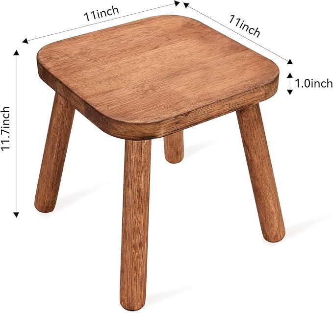 Solid Wooden Stool for Kids 11.7'' Wooden Step Stool for Adults Square Stool Wood Plant Stand Stool Wood Stool Legs Detachable for Kitchen Bathroom Living Room