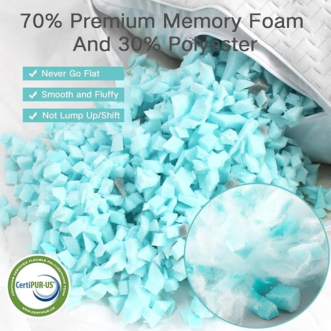 JJDANFILL Rayon Derived from Bamboo Pillow King Size Set of 2 - Machine Washable Bed Pillows for Sleeping for Back, Stomach, Side Sleeper - Firm Shredded Memory Foam Pillows 20 * 36in