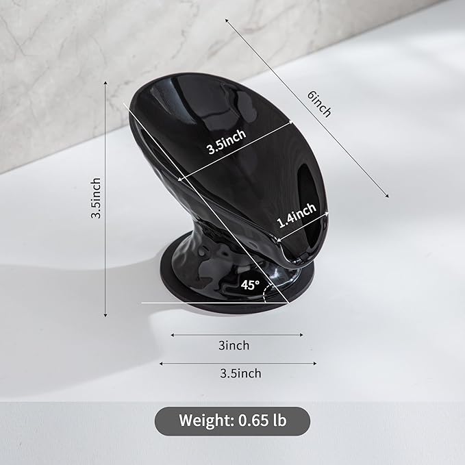 Self Draining Soap Dish, Bar Soap Holder for Shower,Black Ceramic Soap Dishes for Bathroom Kitchen Shower Keeps Soap Dry, Easy to Clean(Gloss Black)