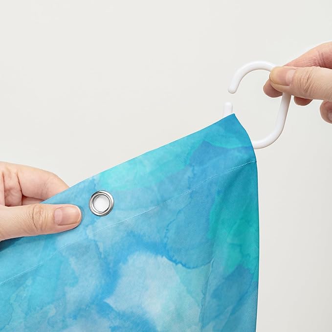 AILONEN Cute Sea Turtle Shower Curtain,Boys Kids Ocean Turtle Bath Curtain with 12 Plastic Hooks,Watercolor Sea Turtle Decorative Waterproof Curtain 36" W*72" H