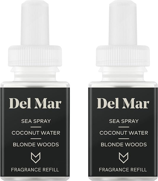 Pura & Guy Fox Home Scent Refill - Smart Home Air Diffuser - Up to 120-Hours of Premium Fragrance per Refill - Household & Apartment Essential - Clean Diffuser Fragrance - 2 Pack, Del Mar