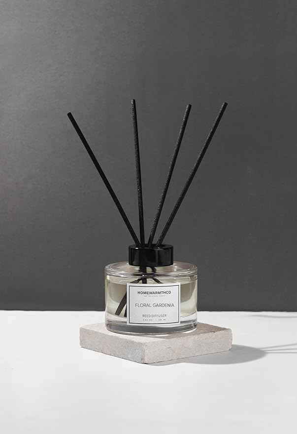 Floral Gardenia Reed Diffuser Set - Luxury Fragrance Reed Diffusers for Home, Office & Bathroom Décor - Long-Lasting Scent with Non-Toxic Oils (5.63 oz)