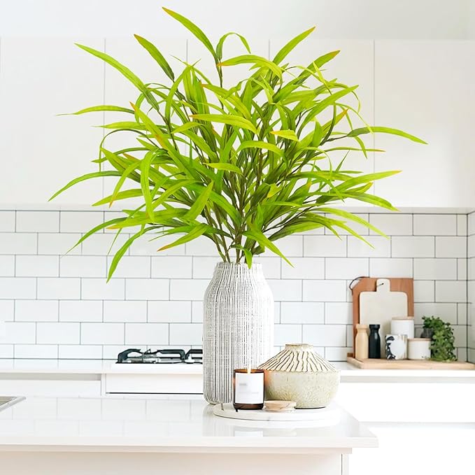 6pcs Artificial Greenery Stems 27.5" Artificial Spring Greenery Stems Plants Fake Greenery Branches for Flower Arrangement Bouquets Floral Vase Wedding Decor
