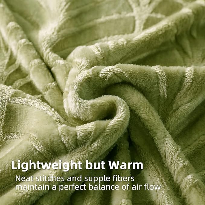 Whale Flotilla Flannel Fleece King Size Blanket for Bed, Soft Fluffy Velvet Bedspread Coverlet with Decorative Vintage Pattern for All Season, Warm and Lightweight, 90x104 Inch, Olive Green