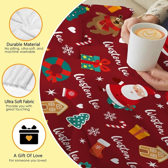 Custom Christmas Blanket | Personalized Blanket for Boys Girls | Plush Cozy Customized Name Blanket | Personalized Gifts Name Blanket for Birthday Christmas | 90"x120"-Familys/King Size