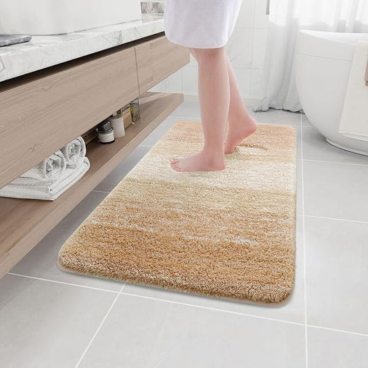 Arotive Microfiber Bathroom Rugs, Shaggy Soft and Absorbent Bath Rug, Non-Slip, Thick Plush Machine Washable Dry Bath Mats for Bathroom, Tub and Shower, 40x24, Beige