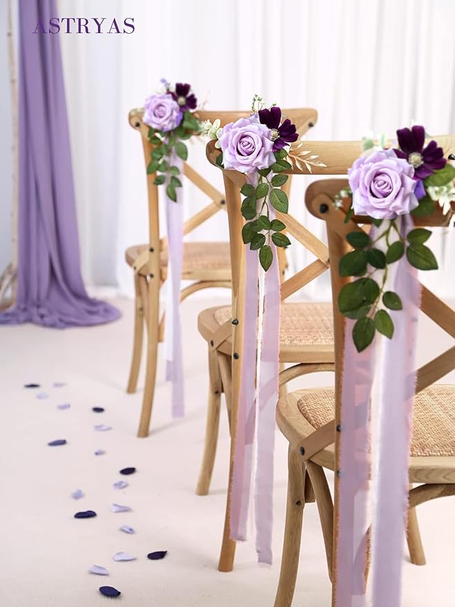 ASTRYAS Artificial Purple Flowers Combo Box Set Mix Silk Flowers Dahlia Roses with Stems for DIY Wedding Bouquets Centerpieces Arrangements Party Bridal Baby Shower Home Decorations