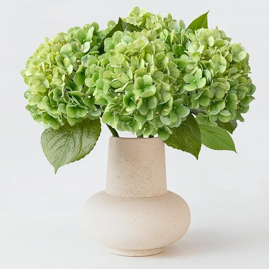 4PCS Green Fake Real Touch Hydrangea Flowers 20'' Lifelike Latex Artificial Hydrangeas for Spring Home Decor Outdoor Garden Porch Indoor Bathroom Living Room Kitchen Table Centerpiece
