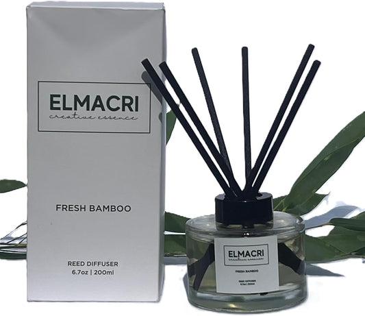 Reed Diffuser, 6.76 fl oz (200ml) - Fresh Bamboo Scent Diffuser for Home, Office, Bathroom - Elegant Home Fragrance with Diffuser Sticks