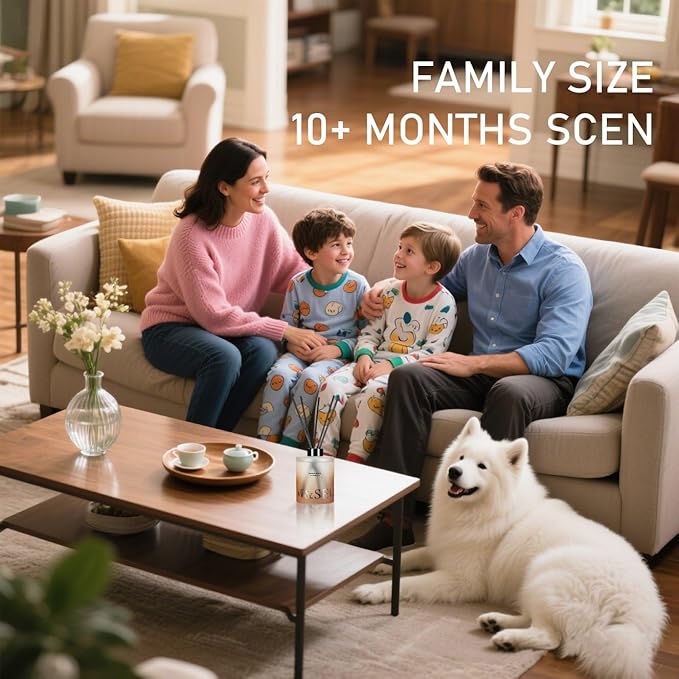 M&SENSE Sandalwood & Vanilla Reed Diffuser Set - 16.9 fl oz Long-Lasting Scent, Non-Toxic Essential Oil Diffuser for Home, Fragrance Diffuser Housewarming Gift & Bathroom Bedroom Decor