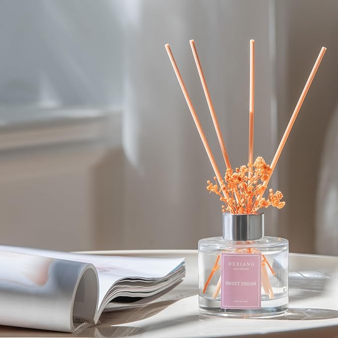 Lemon Verbena Reed Diffuser Set - 3.38 fl oz (100ml) Essential Oil with 6 Reed Sticks | Home & Bathroom Decor