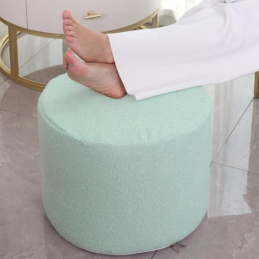 Asuprui Supportive Boucle Pouf Ottoman and Foot Rest Elevate Your Living Room Decor with Lightweight Pouf Filler Modern Foam Stuffed Poof Perfect to Rest Your Feet Sage Green