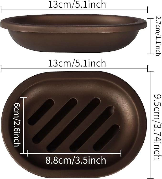 TOPSKY 4 Pcs Soap Dish for Shower, Soap Dishes Soap Savers for Bar Soap, Soap Bar Holder Shower with Drip Tray, Plastic Double Layer Draining Soap Box for Bathroom - Bronze
