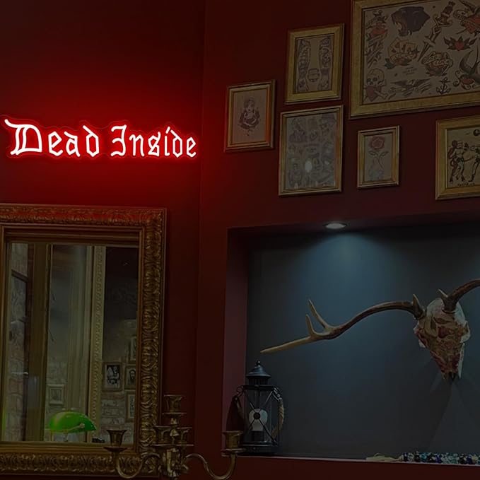 Dead Inside Neon Sign for Wall Decor,Gothic Horror Home Decor,Halloween Party Wall Decor,Gothic Lover Gifts,USB Powered With Switch-25''