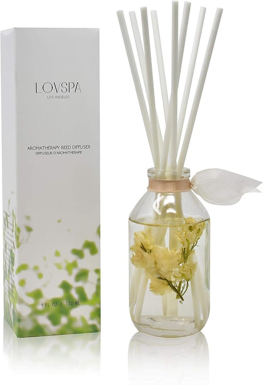 LOVSPA Coconut Cabana Reed Diffuser Set - Reed Diffusers for Home with Long Lasting Fragrance - Non-Toxic Oil Reed Diffuser - Made in The USA