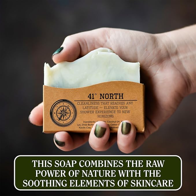Compass Soap41 North | Natural Bar Soap for Men | Soap Bar with Minimalist & Gentle Lather | Best Mens Bar Soap | Natural, Paraben & Phthalate Free Bath Soap Bars for Men | 5 oz. Pack of 2