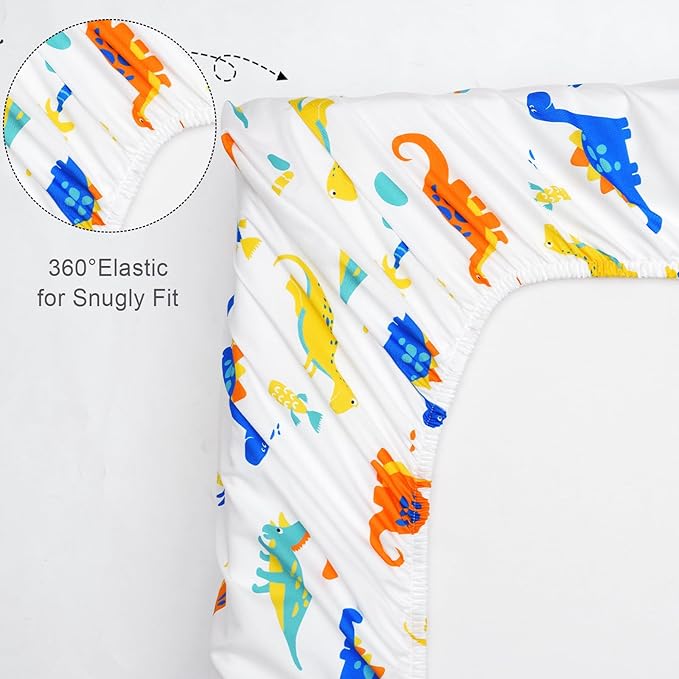 david's kids 3 Pack Mini Crib Sheets, Premium Pack N Play Sheets for Boys Girls Neutral, Soft Breathable Baby Sheets Fit Pack N Play, Playard and Mini Crib Mattresses, Dinosaur