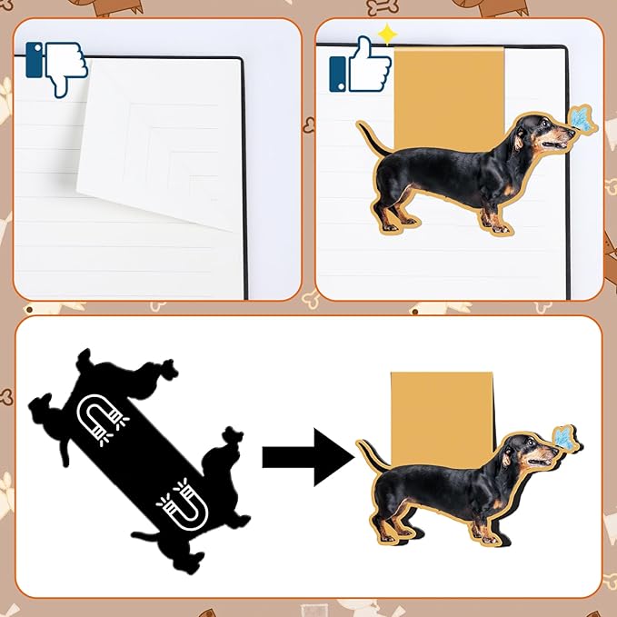 Dachshund Magnetic Bookmark Gifts - 8 Pcs Sausage Pet Dogs Magnetic Bookmarks Dog Book Mark Magnets Page Marker Clip Gift for Dachshund Lovers Students Teacher School Reading Book Marks