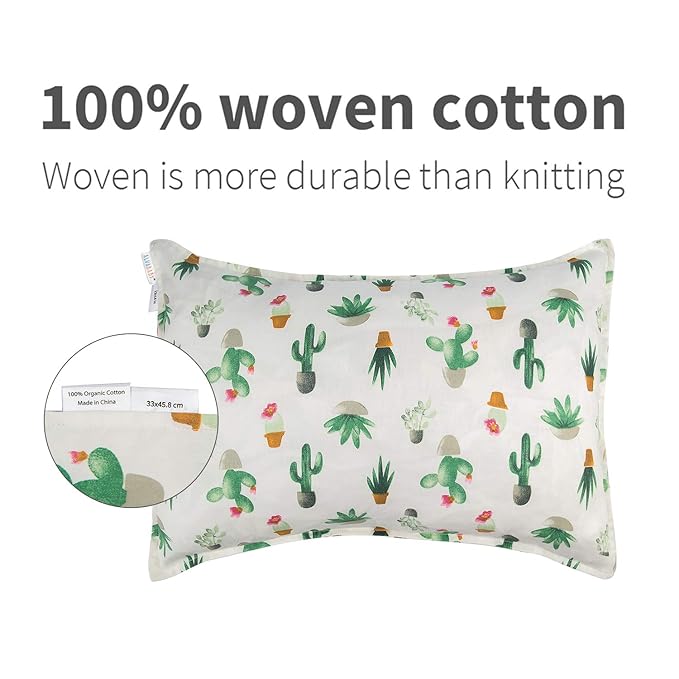 ALVABABY Cotton Toddler Pillowcases Fits 13 x 18,12 x 16 Kids Sleep Pillow 2 Pack Children Pillow Cover Envelope Kids Pillow Covers for Boys Girls Cactus Avocados 2TPW11