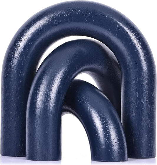 XMGZQ Blue Wood Arch for Coffee Table Decor Items,Wood Statue and Sculpture Set 3,Japanese Neutral Home Decor Aesthetic,Living Room,Entryway,Bookshelf,Floating,Console,Boho Minimalist Objects