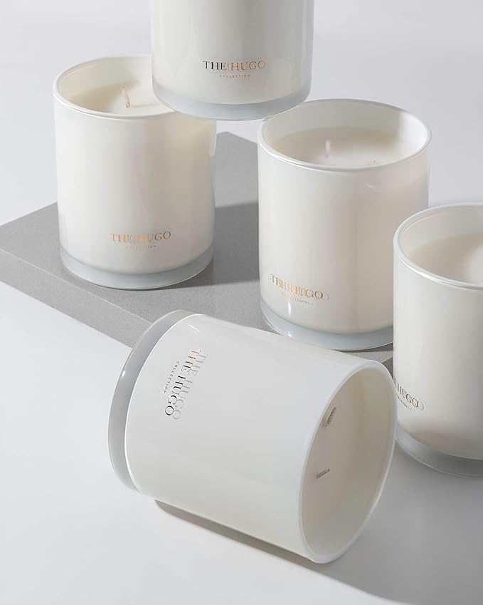 Scented Candles - Luxury Essential Oil Soy Wax Candles - Approx. 50 Hour Burn time - Rose and Dark Amber - 10.6 Oz Glass Jar Candle