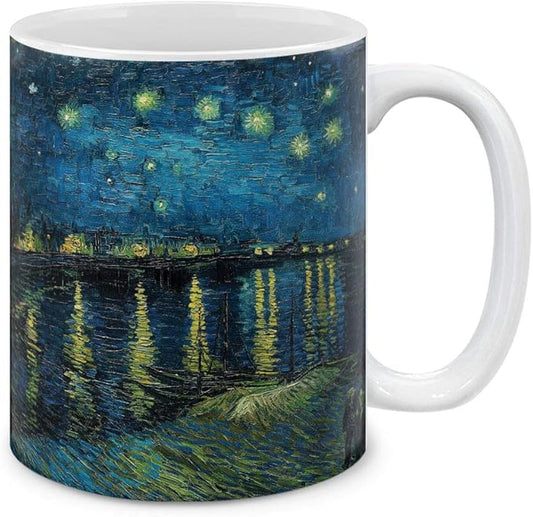 MUGBREW Classic Art The Starry Night Over The Rhone Vincent Van Gogh Ceramic Coffee Mug Tea Cup, 11 OZ