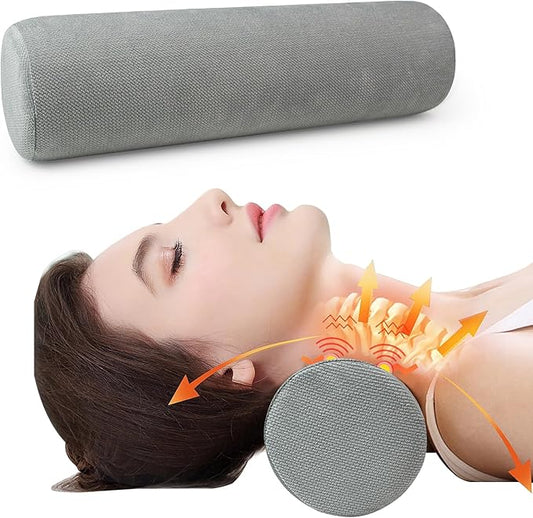 Cervical Neck Pillow, Roll Foam Pillows, Bolster Pillow, Round Neck Pillows Support for Sleeping | Bolster Pillow for Bed, Legs, Back and Yoga (Grey, 4")
