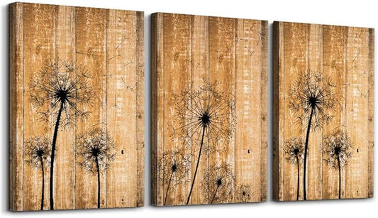 Wall Decoration For Bedroom Canvas Wall Art For Living Room Modern Bathroom Kitchen Works Of Art Dandelion Flowers Pictures Abstract Painting Retro Canvas Art Office Home Decoration 20 " X 28" 3 Piece