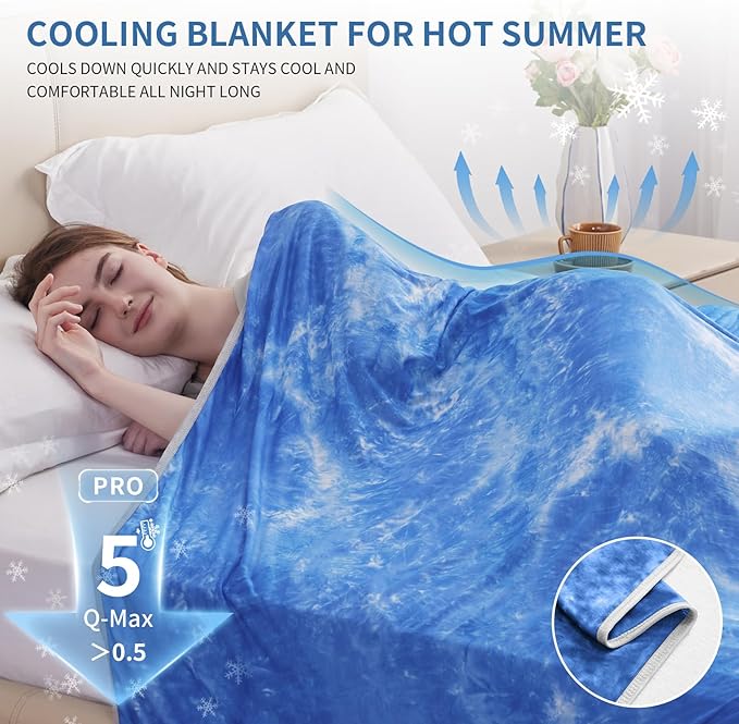 Guohaoi Cooling Blanket (90"x108"King Size) for HotSleepers,Decortive Tie Dye,Absorbs Heat to Keep Body Cool for Night Sweats,Arc-Chill Q-Max >0.5Cool Fiber,Keep Cool,All-Season.
