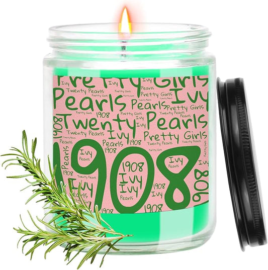 AKA Sorority Gifts,Pink and Green 7oz Scented Candle Sorority Paraphernalia Gifts for Sister Friend,Sorority Scented Home Decor Gift (aka-Pearls)