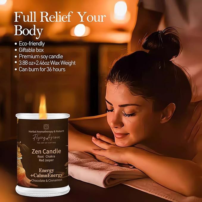 APSARAS Energy+Tranquility Scented Candles, Chocolate Cinnamon Aromatherapy Spring Candle Sets for Women Gift for Bathroom, Jar Non Toxic Soy Candles for Home Scented, 36 Hours Burn Time