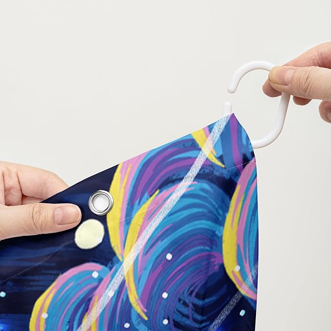 AILONEN Cartoon Black Cat Shower Curtain Set,Starry Night Bath Curtain for Kids Girls Boys,Country Style Shower Curtain,Cat Lovers Animal Shower Curtains for Bathroom Decor, 72" W*72" H