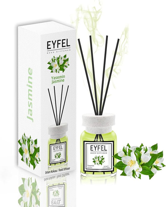 EYFEL Reed Diffusers for Home – Jasmine Reed Diffuser Set 4.05 fl oz Oil Diffuser Sticks, Bathroom Diffuser, Home Fragrances, Scented Sticks, Home Décor