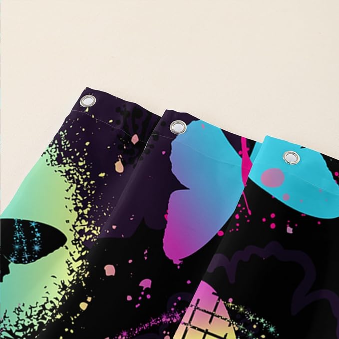 AILONEN Butterfly Shower Curtain for Girls Women 36" W*72" H Blue Butterfly Bathroom Decor,Beautiful Butterfly Bath Curtain Polyester Waterproof Bathroom Curtain with 12 Hooks