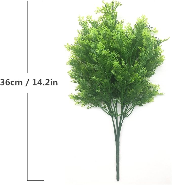 CATTREE Artificial Shrubs Bushes, Plastic Fern Leaves Simulation Faux Grass Realistic Fake Plants Wedding Indoor Outdoor Home Garden Verandah Kitchen Table Centerpieces Arrangements Decoration 4 pcs